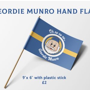 Geordie Munro 9" x 6" hand flag with plastic stick